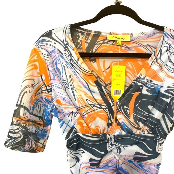 NWT Circus NY Blue & Purple Swirl Lucia V-Neck Bodycon Dress, Size Small - Picture 4 of 8